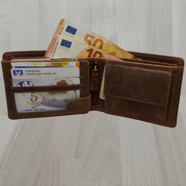 Voll Leder Herren Geldbörse mit Prägung Truck (braun)